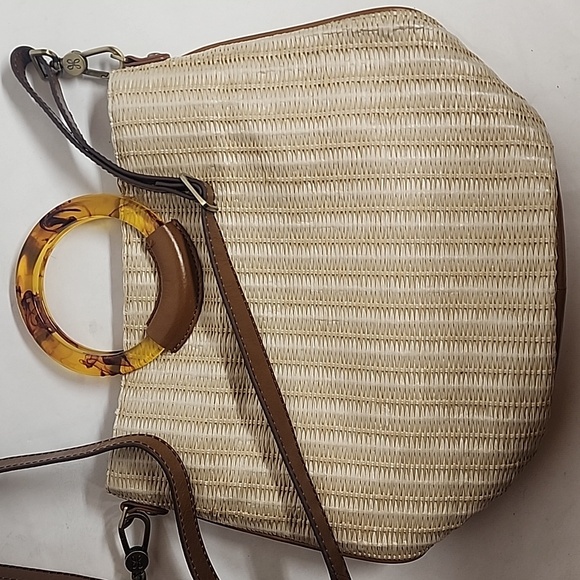 HOBO Handbags - Hobo Tan & Brown Sheila Crossbody Bucket Bag Natural Woven Raffia & Leatjer